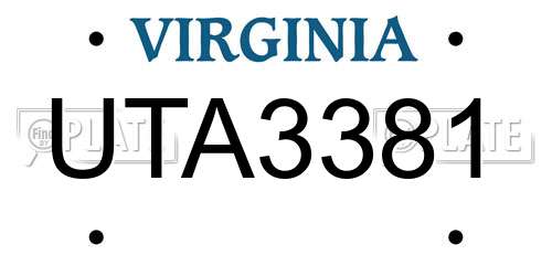 UTA3381 Virginia License Plate