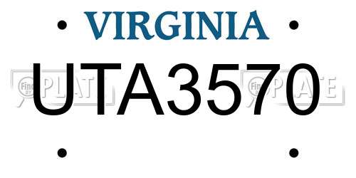 UTA3570 Virginia License Plate
