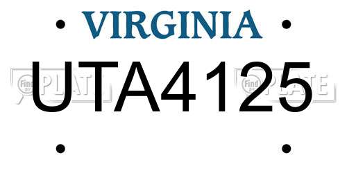 UTA4125 Virginia License Plate