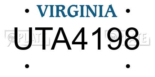 UTA4198 Virginia License Plate