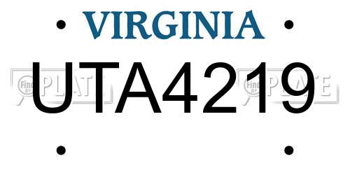 UTA4219 Virginia License Plate