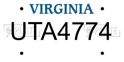 UTA4774 Virginia License Plate