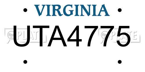UTA4775 Virginia License Plate