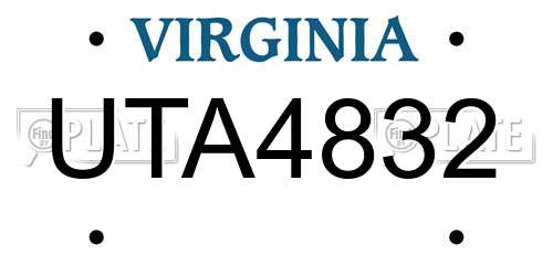 UTA4832 Virginia License Plate