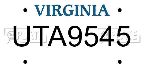 UTA9545 Virginia License Plate