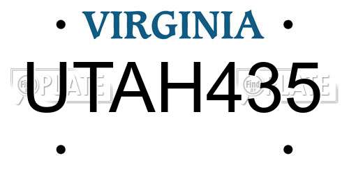 UTAH435 Virginia License Plate