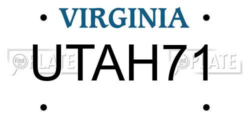 UTAH71 Virginia License Plate