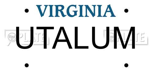 UTALUM Virginia License Plate