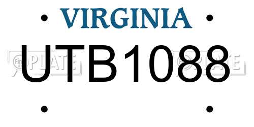 UTB1088 Virginia License Plate