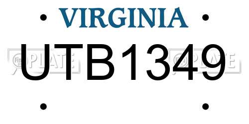 UTB1349 Virginia License Plate