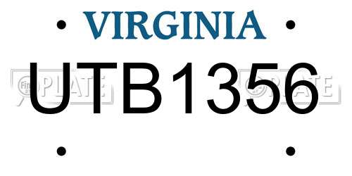 UTB1356 Virginia License Plate