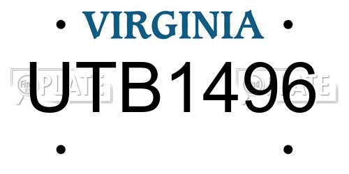 UTB1496 Virginia License Plate