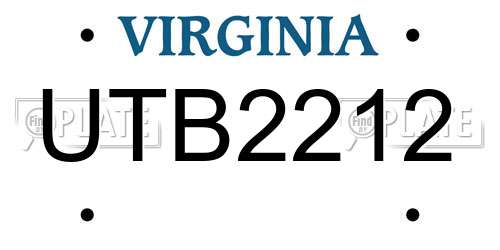 UTB2212 Virginia License Plate