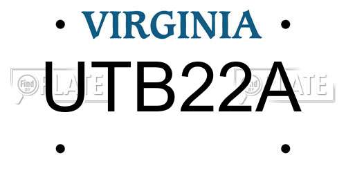 UTB22A Virginia License Plate