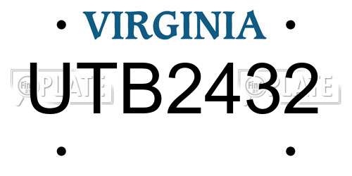 UTB2432 Virginia License Plate