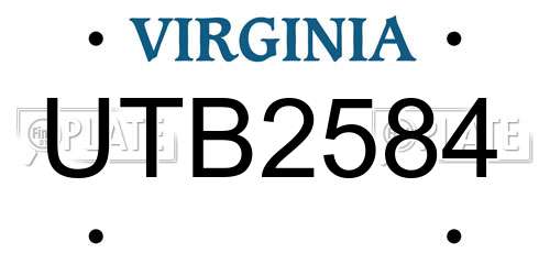 UTB2584 Virginia License Plate