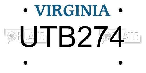 UTB274 Virginia License Plate