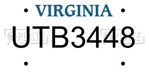 UTB3448 Virginia License Plate