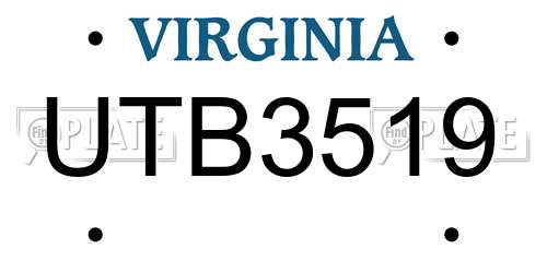 UTB3519 Virginia License Plate