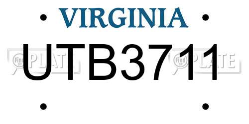 UTB3711 Virginia License Plate