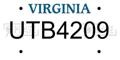 UTB4209 Virginia License Plate
