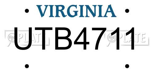 UTB4711 Virginia License Plate
