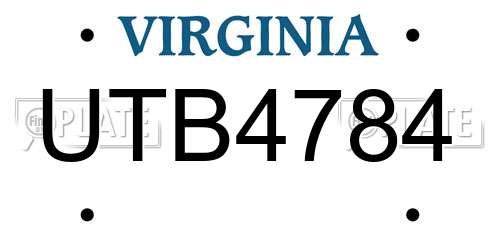 UTB4784 Virginia License Plate