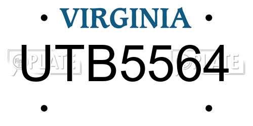 UTB5564 Virginia License Plate