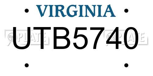 UTB5740 Virginia License Plate