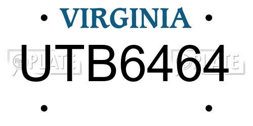 UTB6464 Virginia License Plate