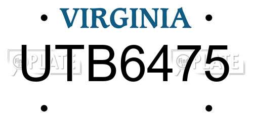 UTB6475 Virginia License Plate