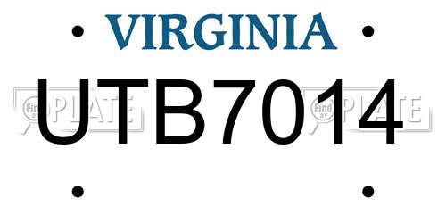 UTB7014 Virginia License Plate