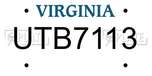 UTB7113 Virginia License Plate