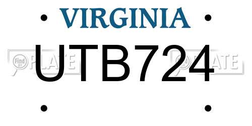 UTB724 Virginia License Plate