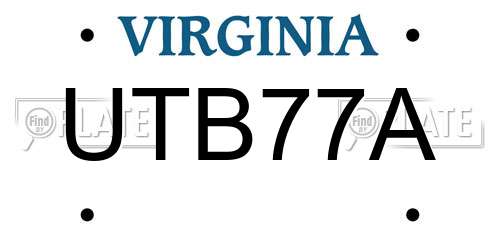 UTB77A Virginia License Plate