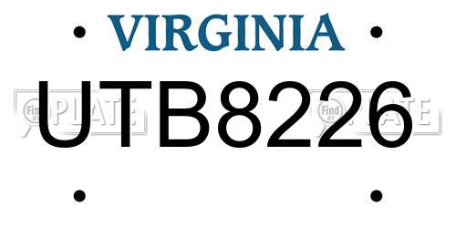 UTB8226 Virginia License Plate