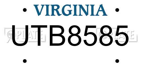 UTB8585 Virginia License Plate