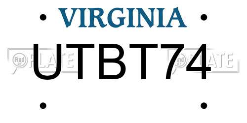 UTBT74 Virginia License Plate
