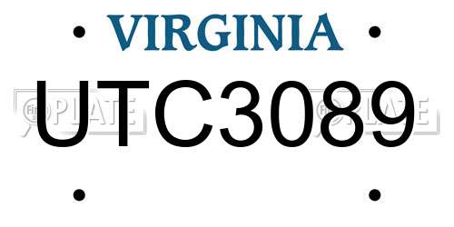 UTC3089 Virginia License Plate