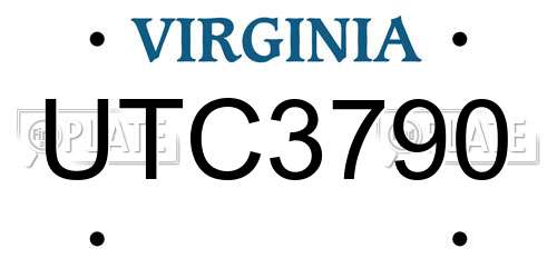 UTC3790 Virginia License Plate