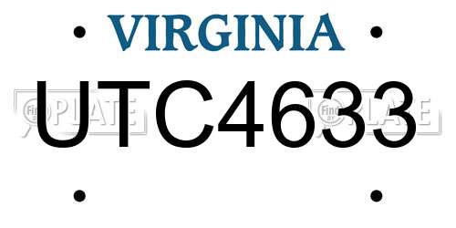 UTC4633 Virginia License Plate