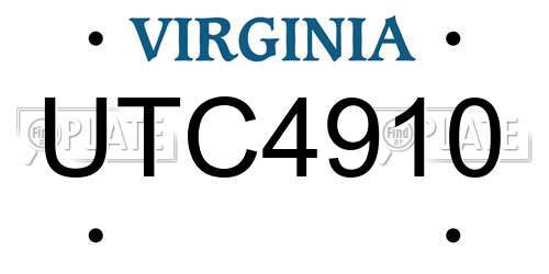 UTC4910 Virginia License Plate