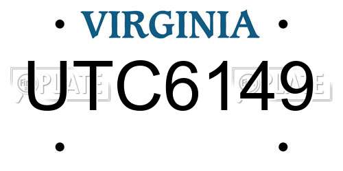 UTC6149 Virginia License Plate