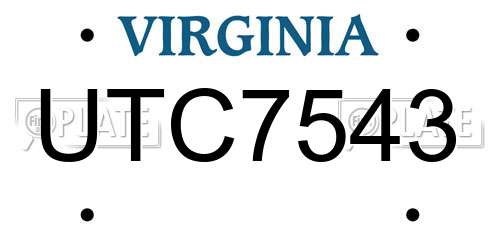UTC7543 Virginia License Plate