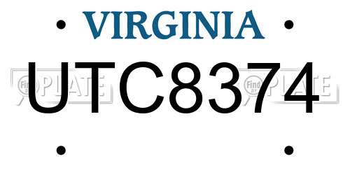 UTC8374 Virginia License Plate