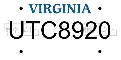 UTC8920 Virginia License Plate