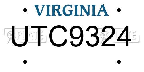 UTC9324 Virginia License Plate