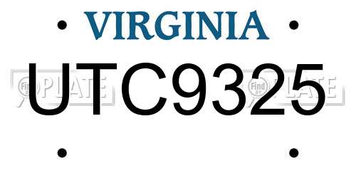 UTC9325 Virginia License Plate