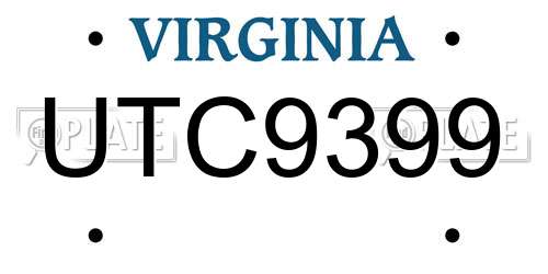 UTC9399 Virginia License Plate
