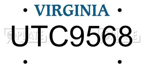 UTC9568 Virginia License Plate